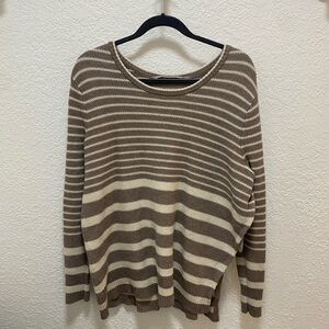 Athleta Brown and Cream Striped Sweater
